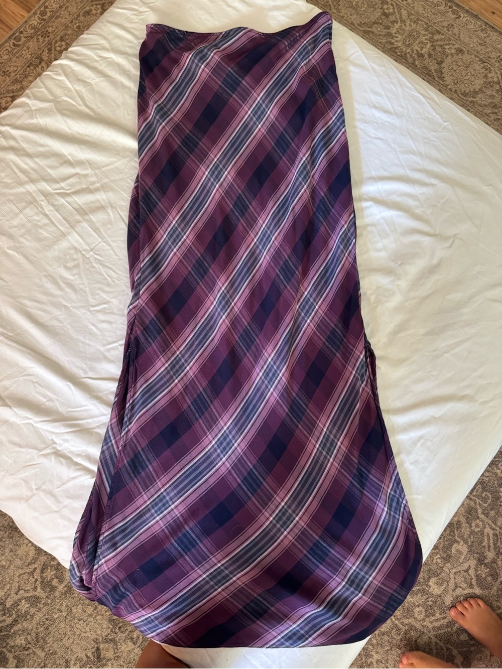 American Eagle Purple Plaid Maxi Skirt Size M